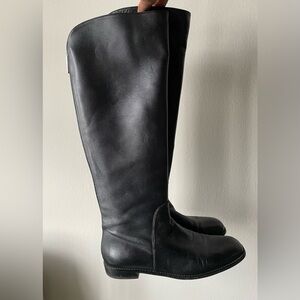 STUART WEITZMAN black leather square toe back zipper knee high tall boots-size 9